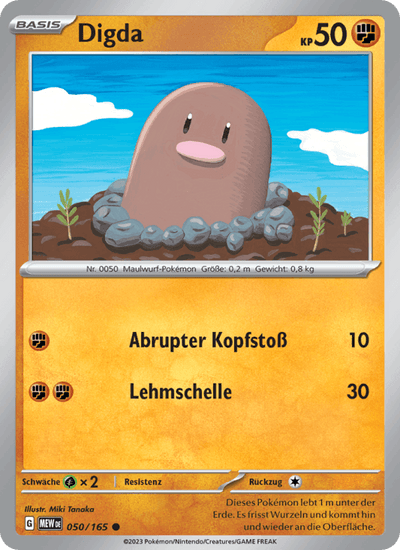 Digda 050/165 151 Pokémon Karte
