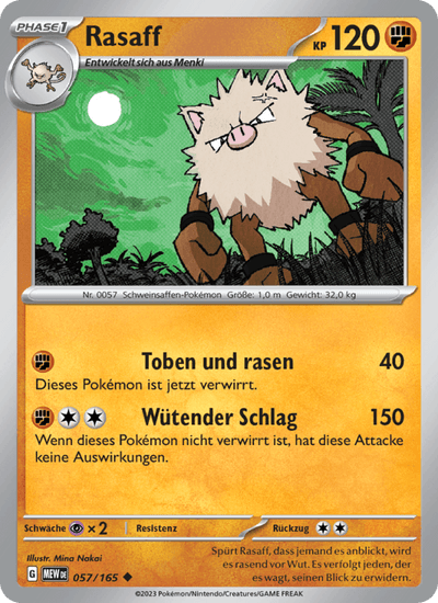 Rasaff 057/165 151 Pokémon Karte