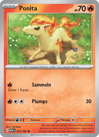 Ponita 077/165 151 Pokémon Karte