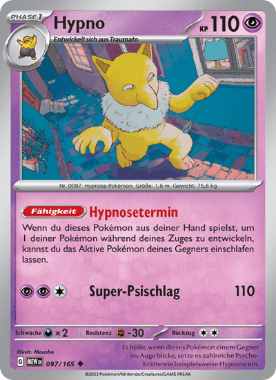 Hypno 097/165 151 Pokémon Karte