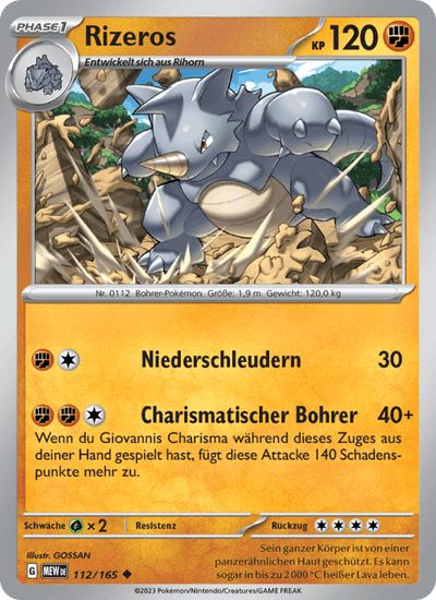 Rizeros 112/165 151 Pokémon Karte