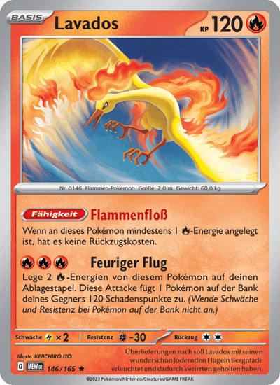 Lavados 146/165 151 Pokémon Karte