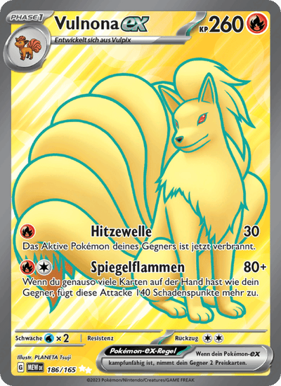 Vulnona-ex 186/165 151 Pokémon Karte