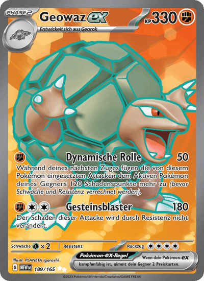 Geowaz-ex 189/165 151 Pokémon Karte