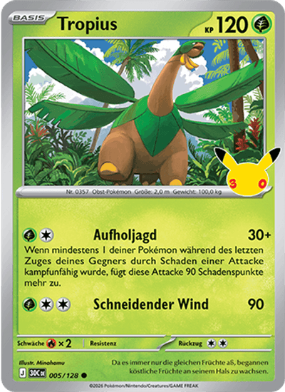 Tropius 005/128 30th Celebration Pokémon Karte