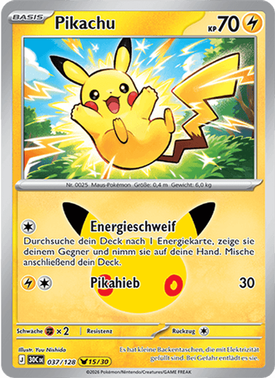 Pikachu 037/128 30th Celebration Pokémon Karte