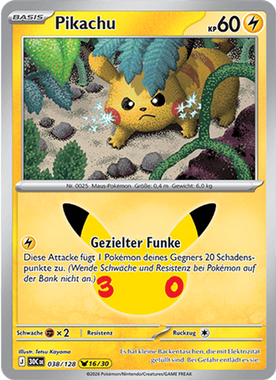 Pikachu 038/128 30th Celebration Pokémon Karte