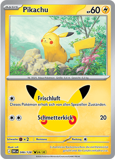 Pikachu 046/128 30th Celebration Pokémon Karte