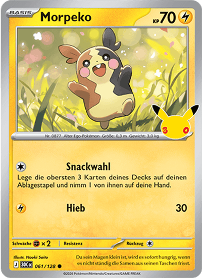 Morpeko 061/128 30th Celebration Pokémon Karte