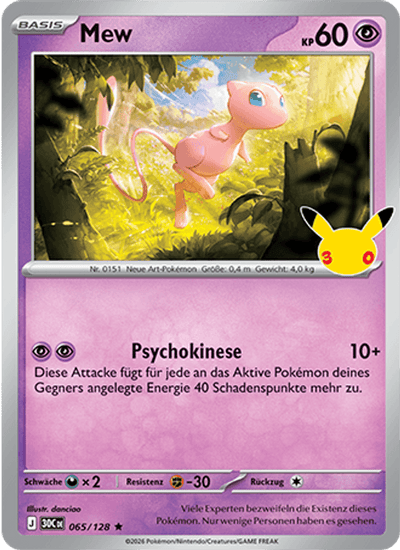 Mew 065/128 30th Celebration Pokémon Karte