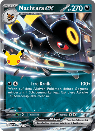 Nachtara-ex 092/128 30th Celebration Pokémon Karte