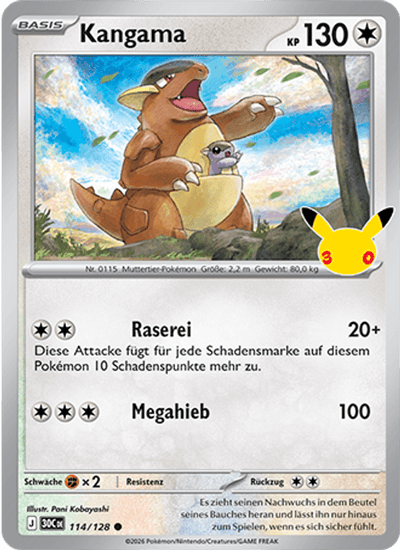 Kangama 114/128 30th Celebration Pokémon Karte