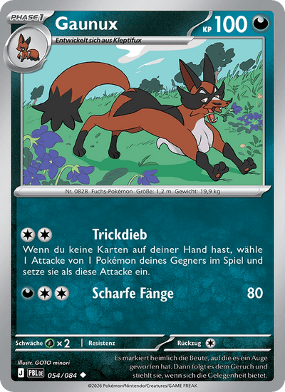 Gaunux 054/084 Dunkelnacht Pokémon Karte