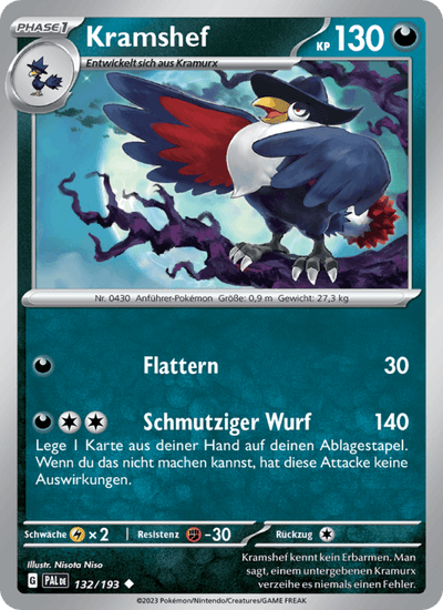 Kramshef 132/193 Entwicklungen in Paldea Pokémon Karte