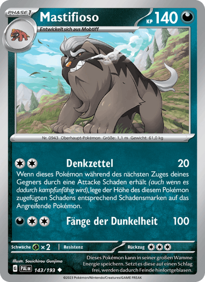 Mastifioso 143/193 Entwicklungen in Paldea Pokémon Karte