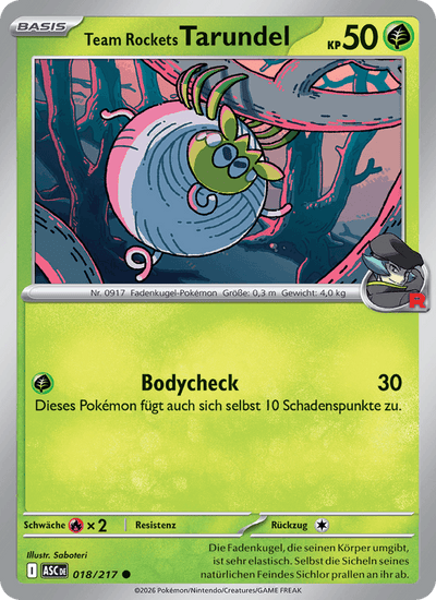 Team Rockets Tarundel 018/217 Erhabene Helden Pokémon Karte