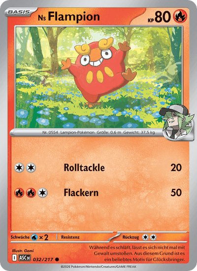 Ns Flampion 032/217 Erhabene Helden Pokémon Karte
