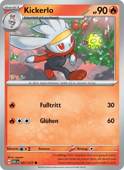 Kickerlo 037/217 Erhabene Helden Pokémon Karte