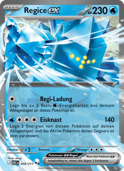 Regice-ex 048/217 Erhabene Helden Pokémon Karte