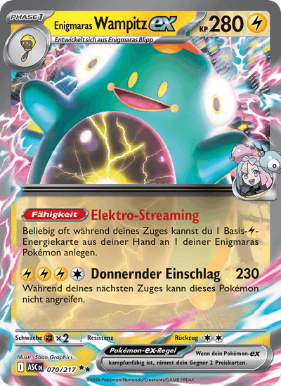 Enigmaras Wampitz-ex 070/217 Erhabene Helden Pokémon Karte