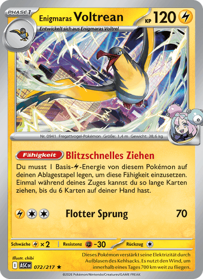 Enigmaras Voltrean 072/217 Erhabene Helden Pokémon Karte
