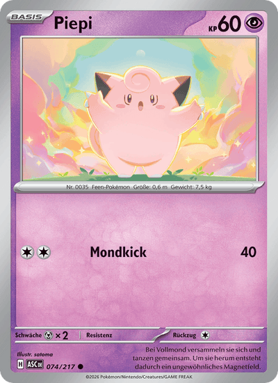 Piepi 074/217 Erhabene Helden Pokémon Karte