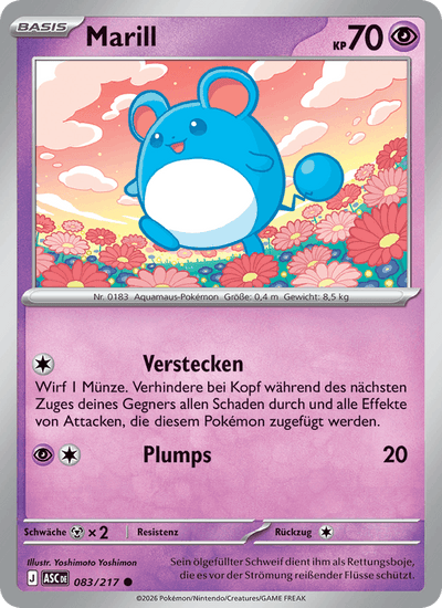 Marill 083/217 Erhabene Helden Pokémon Karte
