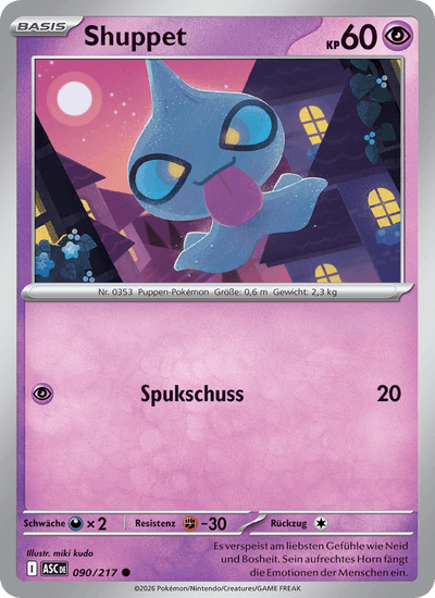 Shuppet 090/217 Erhabene Helden Pokémon Karte