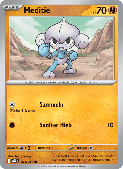 Meditie 103/217 Erhabene Helden Pokémon Karte