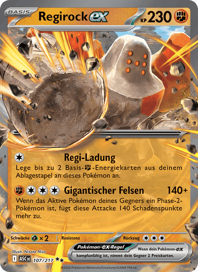 Regirock-ex 107/217 Erhabene Helden Pokémon Karte