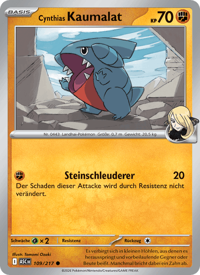 Cynthias Kaumalat 109/217 Erhabene Helden Pokémon Karte