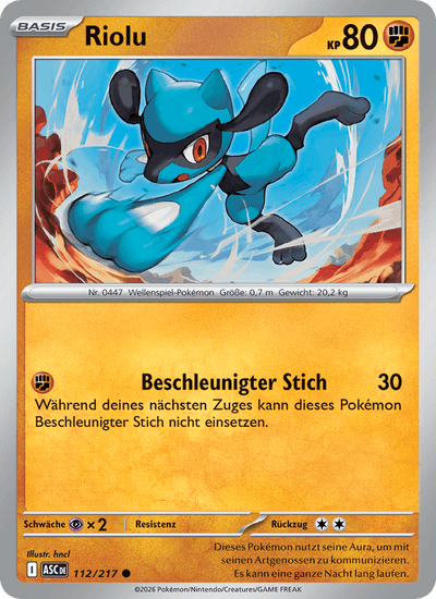 Riolu 112/217 Erhabene Helden Pokémon Karte
