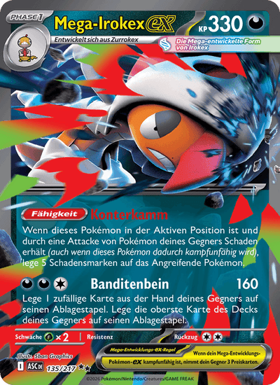 Mega-Irokex-ex 135/217 Erhabene Helden Pokémon Karte