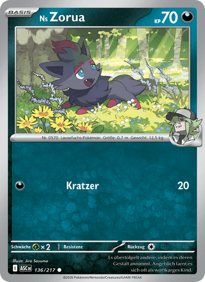 Ns Zorua 136/217 Erhabene Helden Pokémon Karte