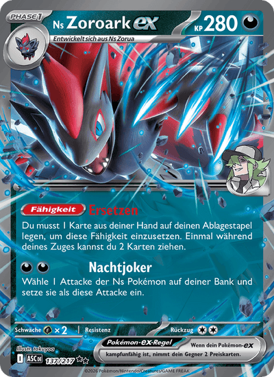 Ns Zoroark-ex 137/217 Erhabene Helden Pokémon Karte