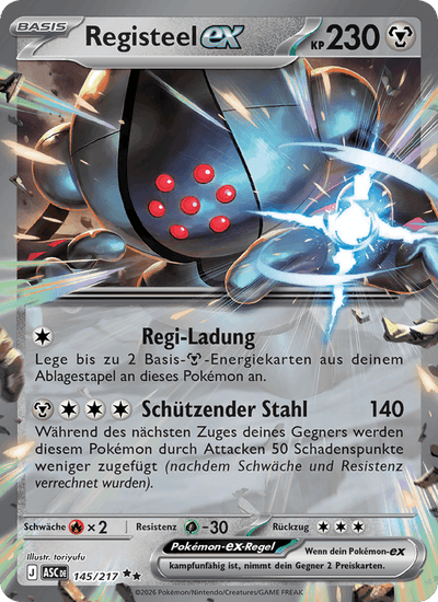 Registeel-ex 145/217 Erhabene Helden Pokémon Karte