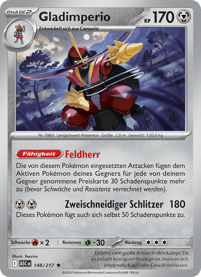 Gladimperio 148/217 Erhabene Helden Pokémon Karte