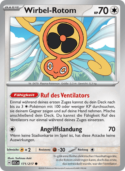 Wirbel-Rotom 171/217 Erhabene Helden Pokémon Karte
