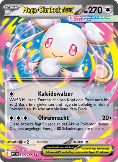 Mega-Ohrdoch-ex 172/217 Erhabene Helden Pokémon Karte