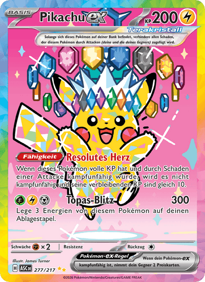 Pikachu-ex 277/217 Erhabene Helden Pokémon Karte