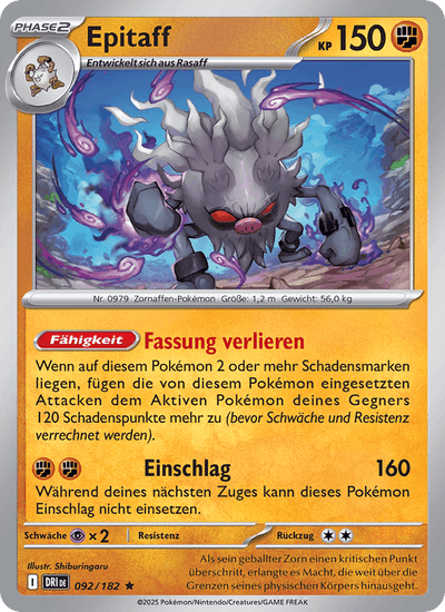 Epitaff 092/182 Ewige Rivalen Pokémon Karte
