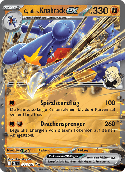 Cynthias Knakrack-ex 104/182 Ewige Rivalen Pokémon Karte
