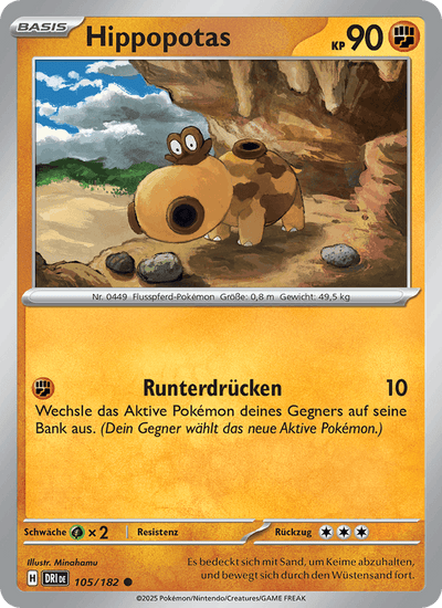 Hippopotas 105/182 Ewige Rivalen Pokémon Karte