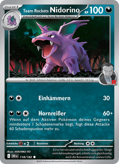 Team Rockets Nidorino 118/182 Ewige Rivalen Pokémon Karte