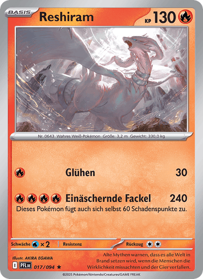 Reshiram 017/094 Fatale Flammen Pokémon Karte