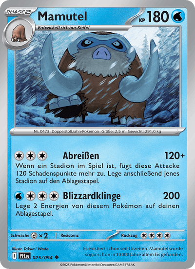 Mamutel 025/094 Fatale Flammen Pokémon Karte