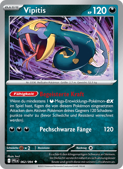 Vipitis 062/094 Fatale Flammen Pokémon Karte