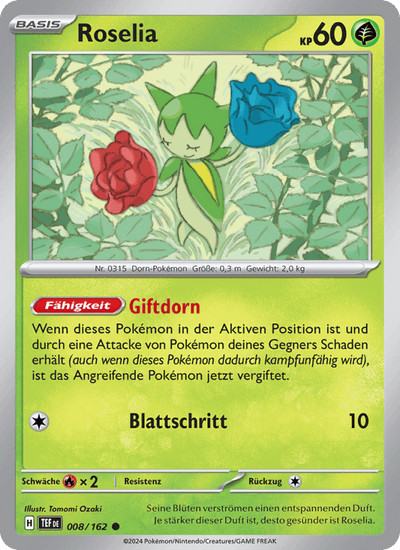 Roselia 008/162 Gewalten der Zeit Pokémon Karte