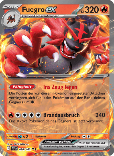 Fuegro-ex 034/162 Gewalten der Zeit Pokémon Karte