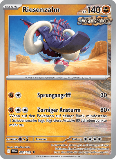 Riesenzahn 096/162 Gewalten der Zeit Pokémon Karte
